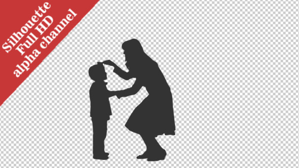 Silhouette of a Woman Combing Her Little Son Hair Silhouette of a Woman Combing Her Little Son Hair