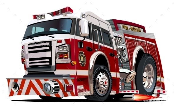 Vector Cartoon Firetruck