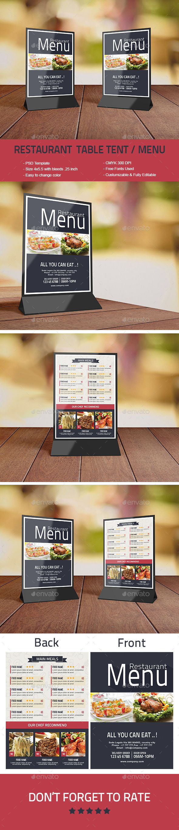 Restaurant Table Tent / Menu