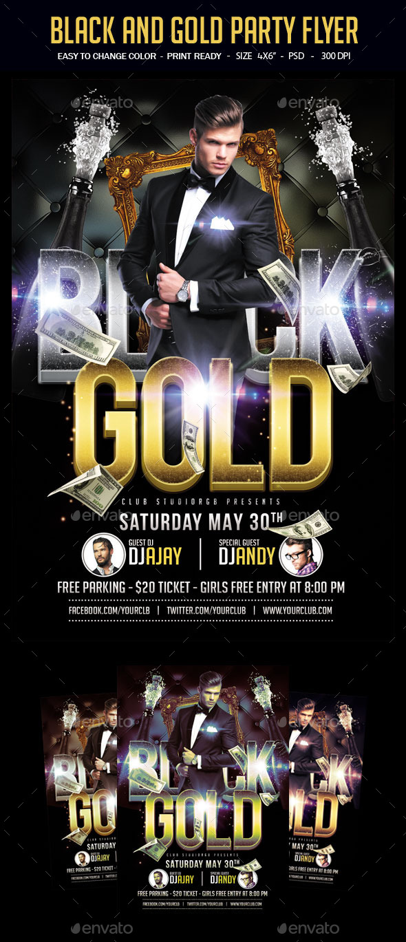 gold title graphics designs templates from graphicriver page 3 black party girl models for flyers
