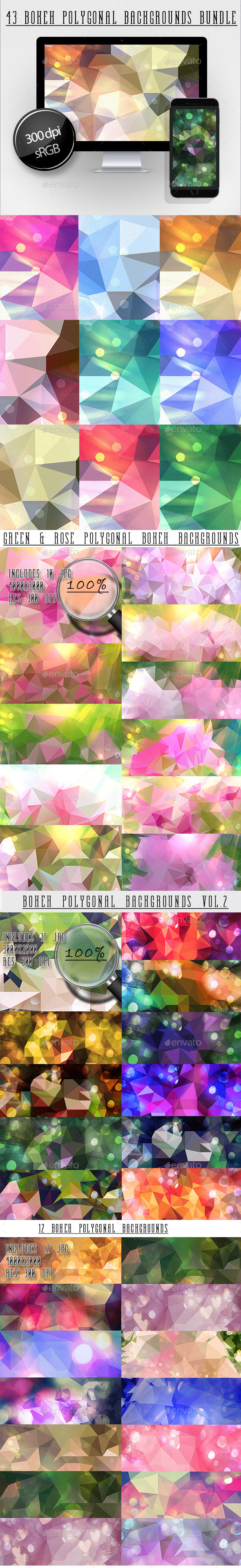 Bokeh Polygonal Backgrounds Bundle