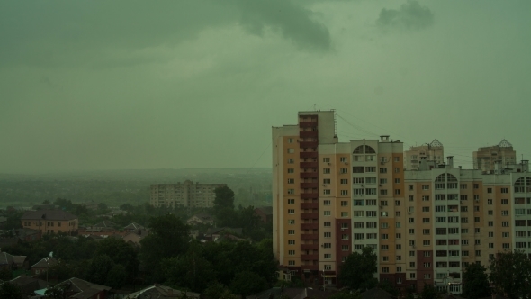 VideoHive Rainy Day In City View From Rooftop 12152314 VideoHive Rainy Day In City View From Rooftop 12152314