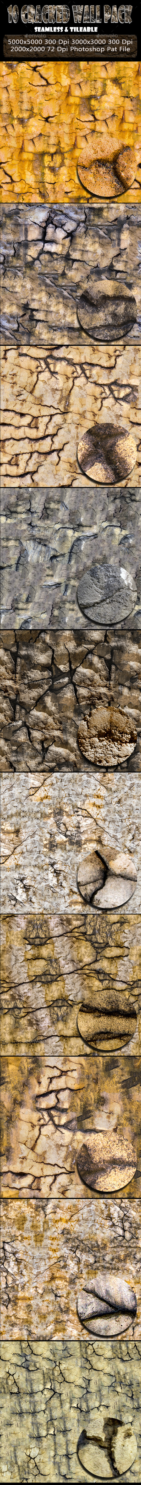 10 Cracked Wall Background Texture Pack