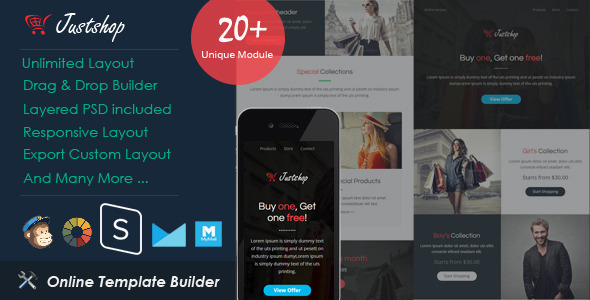 JustShop - Ecommerce Email + Drag & Drop Builder