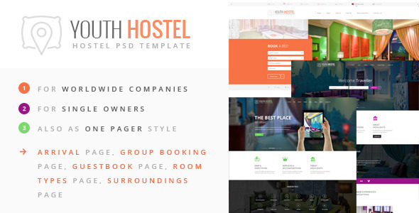 Youth Hostel - Creative Hostel PSD Template