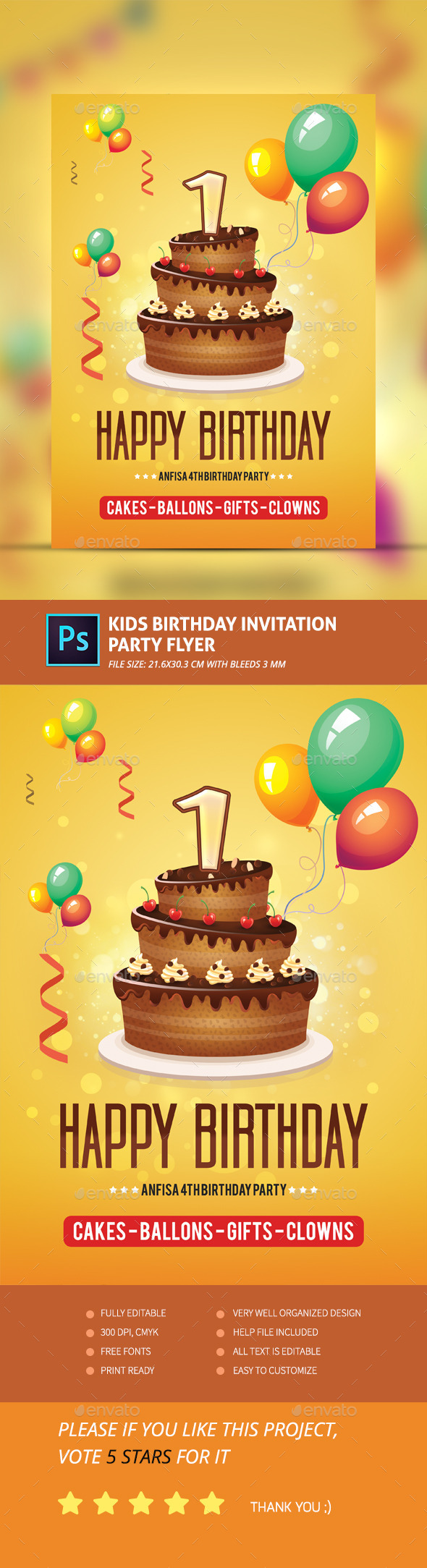 Kids Birthday Invitation Party Flyer