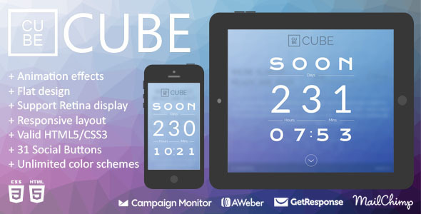 Cube - Animation Responsive Coming Soon Page