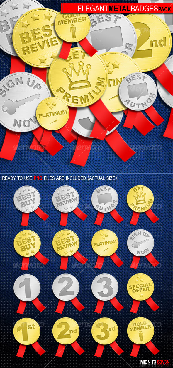 Elegant Metal Badges Pack #1 Elegant Metal Badges Pack #1