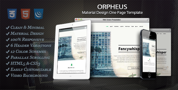 Orpheus - Material Design One Page Template