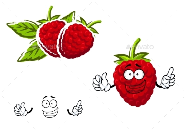 Cartoon Red Raspberry Fruit Character