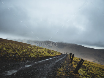 Misty road in the mountains