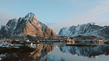 Fjord village by the sea.