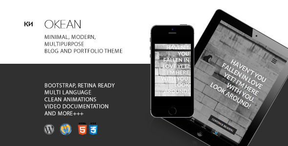 Okean - Multipurpose, Minimal, Multiscroll Blog/Portfolio Theme