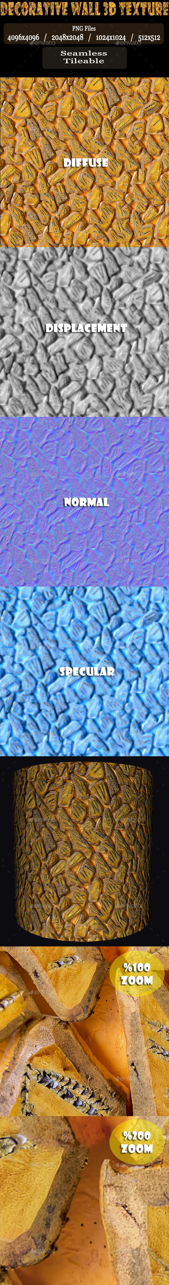 Decorative Wall 3D Texture - 3DOcean Item for Sale