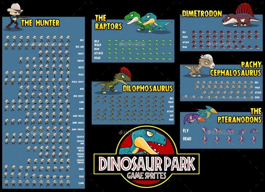 Dinosaur Park - Game Sprites by pzUH  GraphicRiver