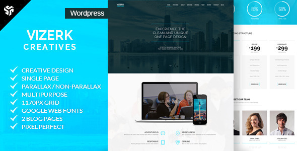 Vizerk - One Page Parallax WordPress Theme