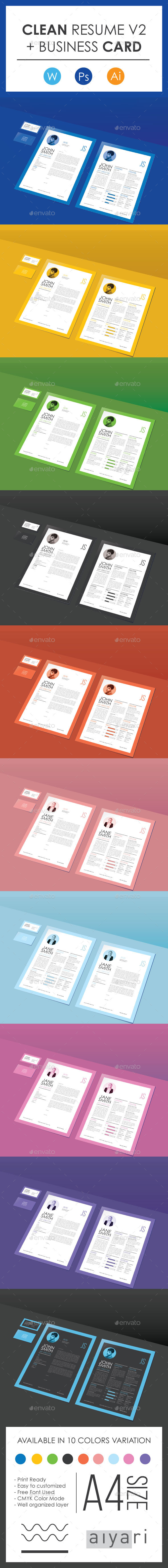 Clean CV & Resume V2 with Business Card