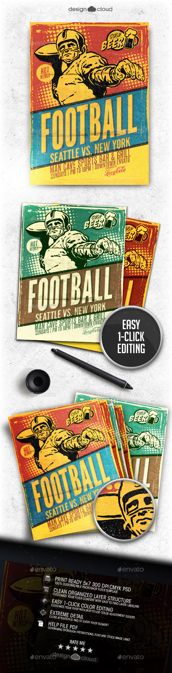 Retro Football Flyer Template