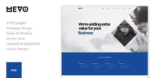 Mevo - One Page PSD Theme