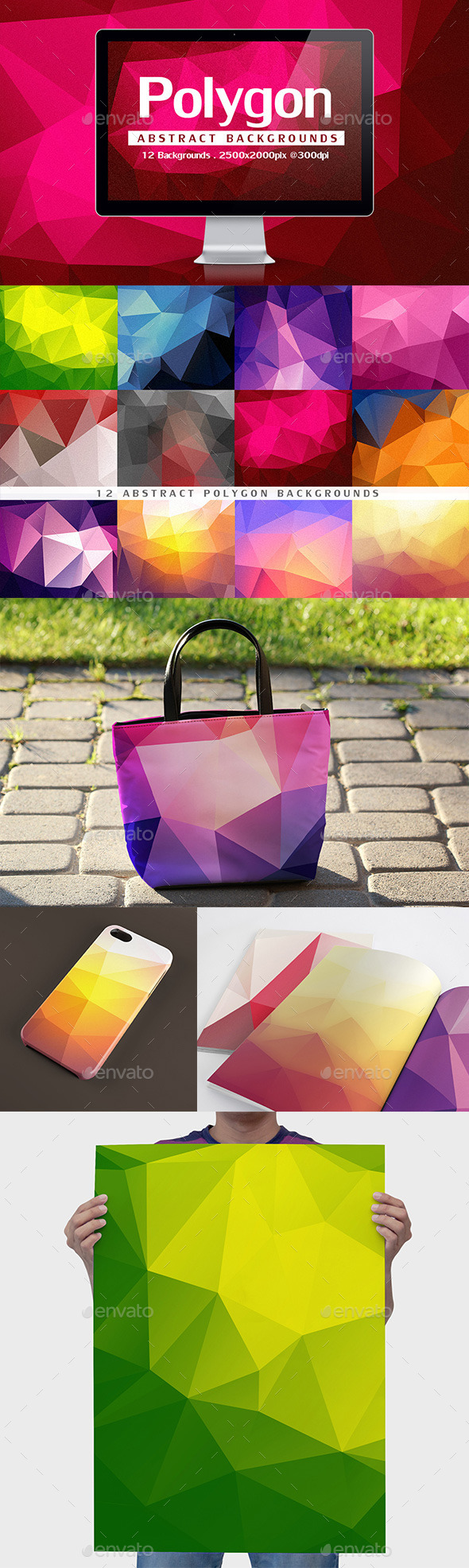 12 Abstract Polygon Backgrounds