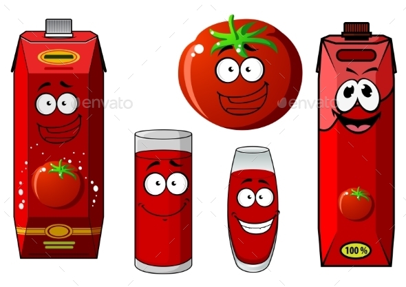 Cartoon Tomato Vegetable And Juice Packs