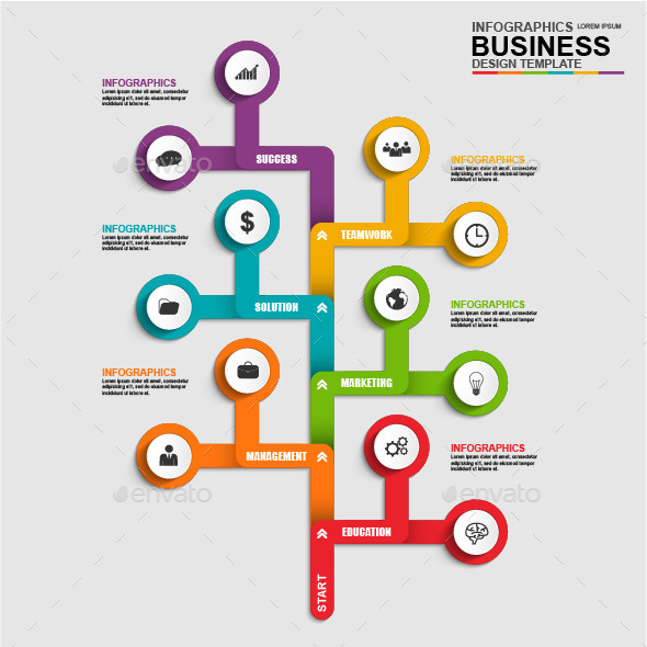 Abstract 3D Business Tree Timeline Infographic