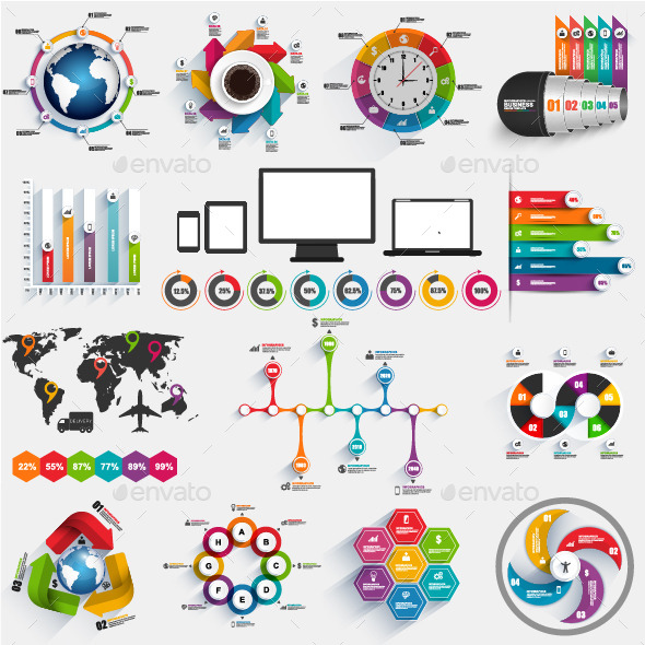 Bundle of Business Infographics Vector Design