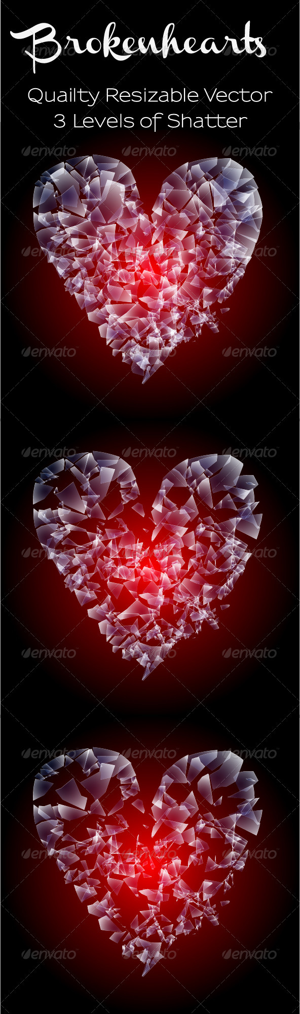 Shattered Heart Vector - Valentines Seasons/Holidays