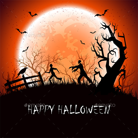 Halloween Background with Zombie