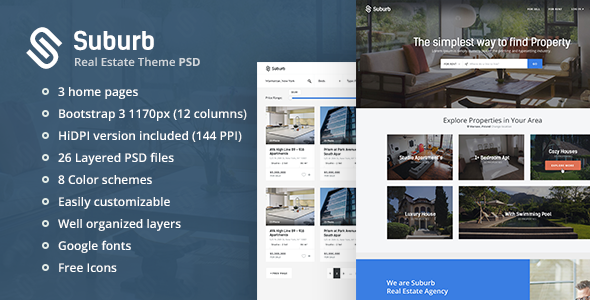 Suburb - Real Estate PSD theme