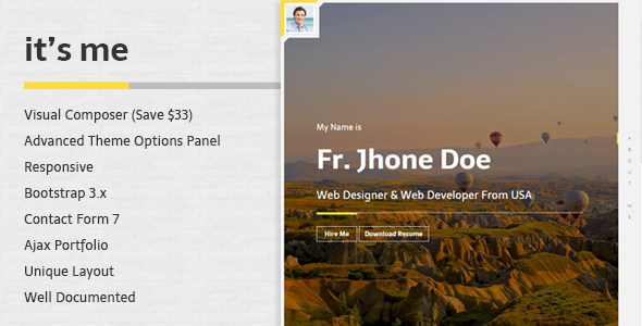 It's Me - Personal Resume and Portfolio Theme