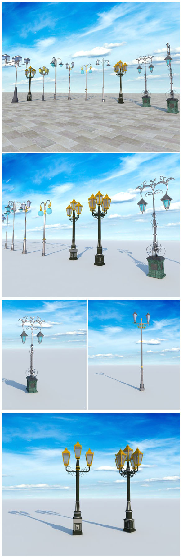 lampposts lampadaires - 3DOcean Item for Sale