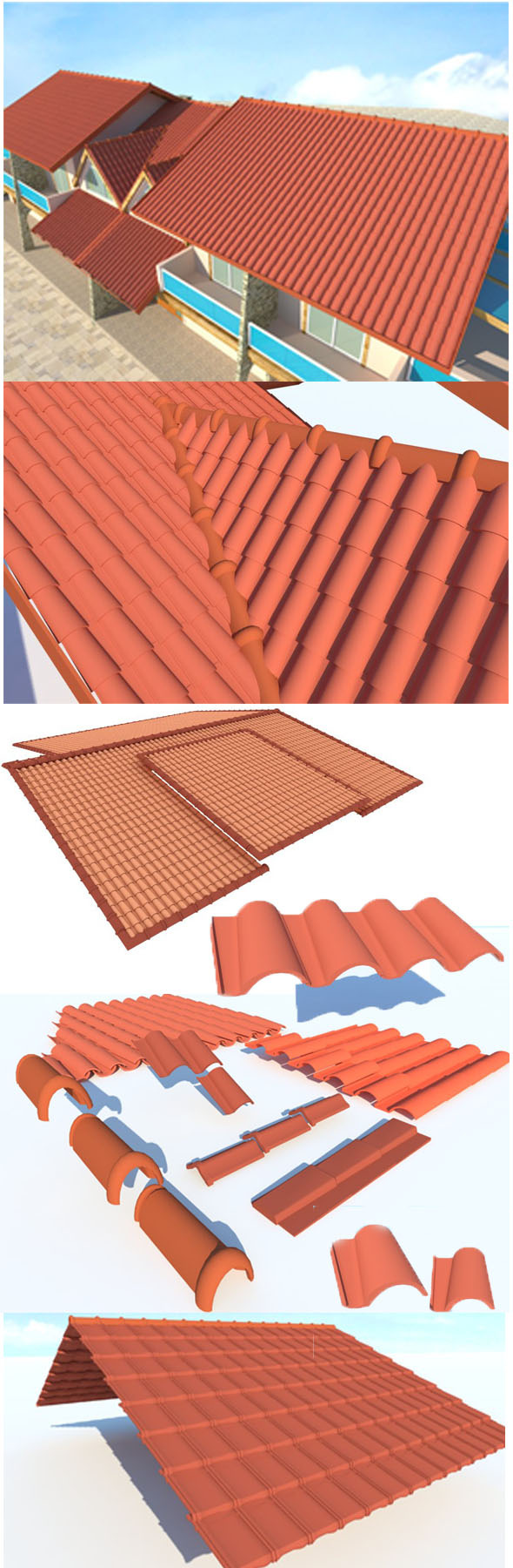 Shingle roof elements - 3DOcean Item for Sale