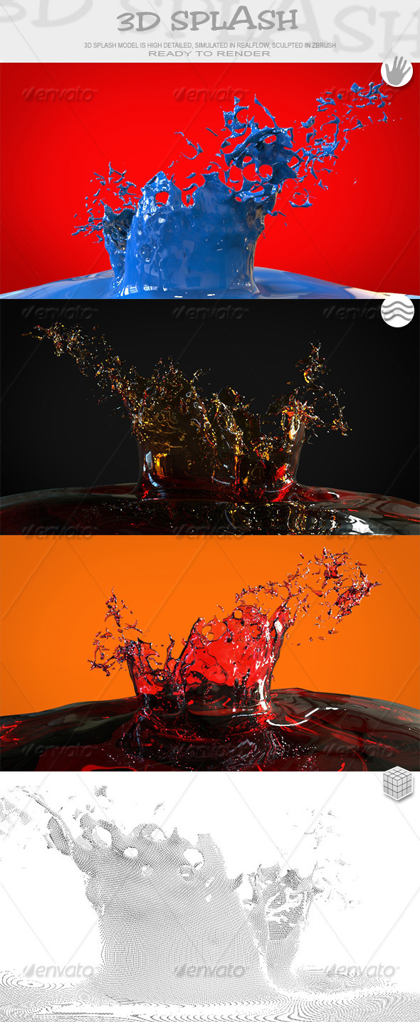 HD Crown Water Paint Liquid Splash 03 - 3DOcean Item for Sale