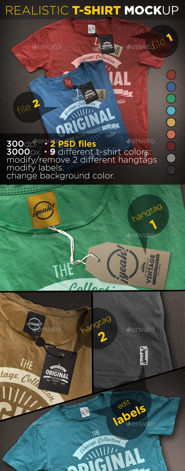 T-Shirt Mockup with Realistic Hangtag