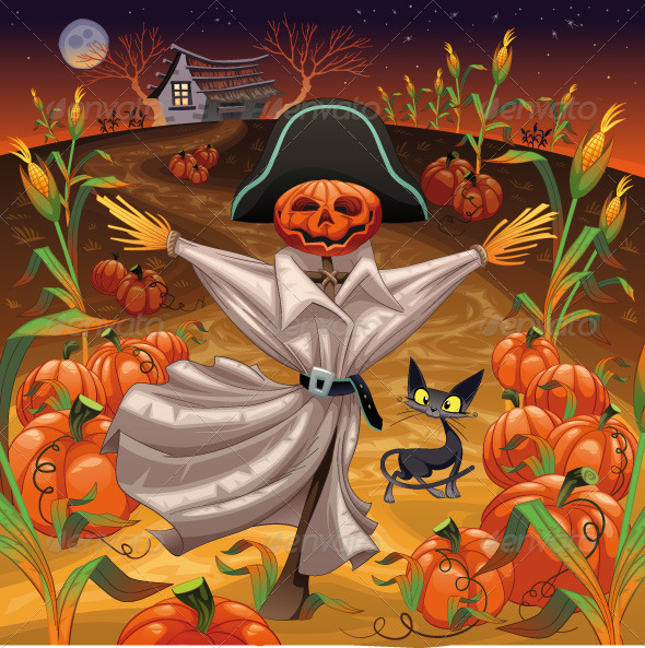 Scarecrow with Pumpkins