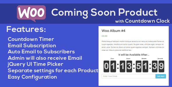 WooCommerce Coming Soon Product with Countdown