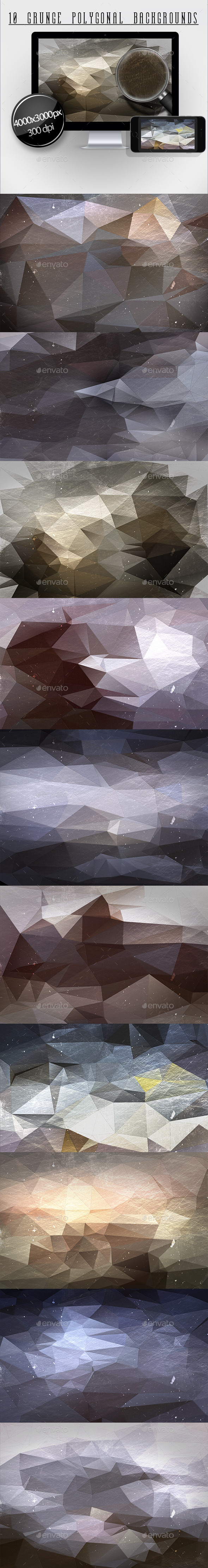 10 Grunge Polygonal Backgrounds