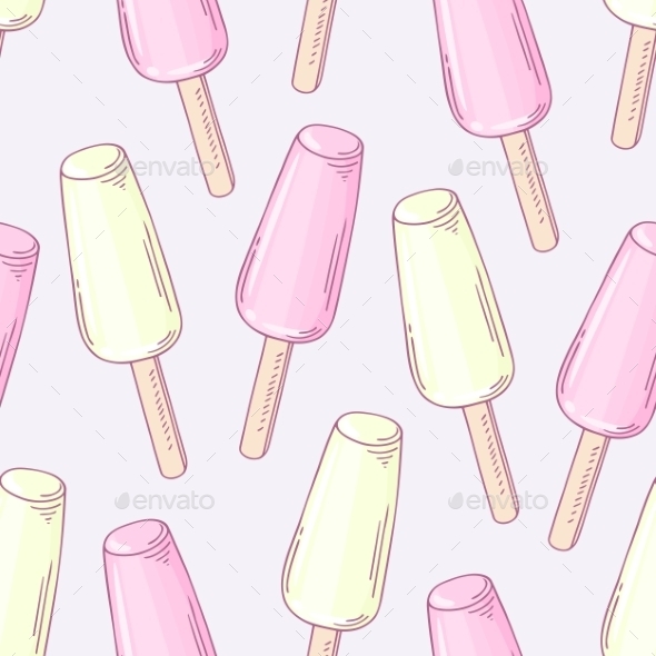 Seamless Pattern With Doodle Fruity Ice Cream