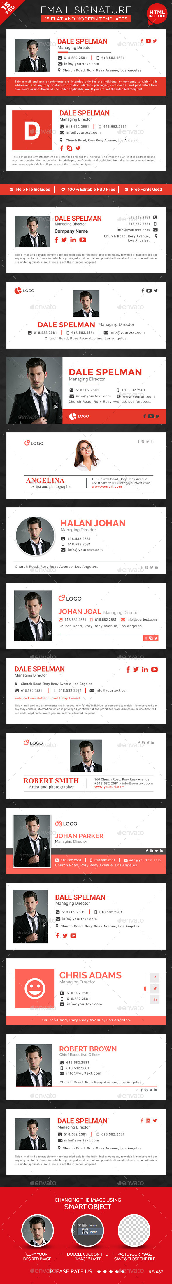 15 Email Signature Templates - HTML Files Included