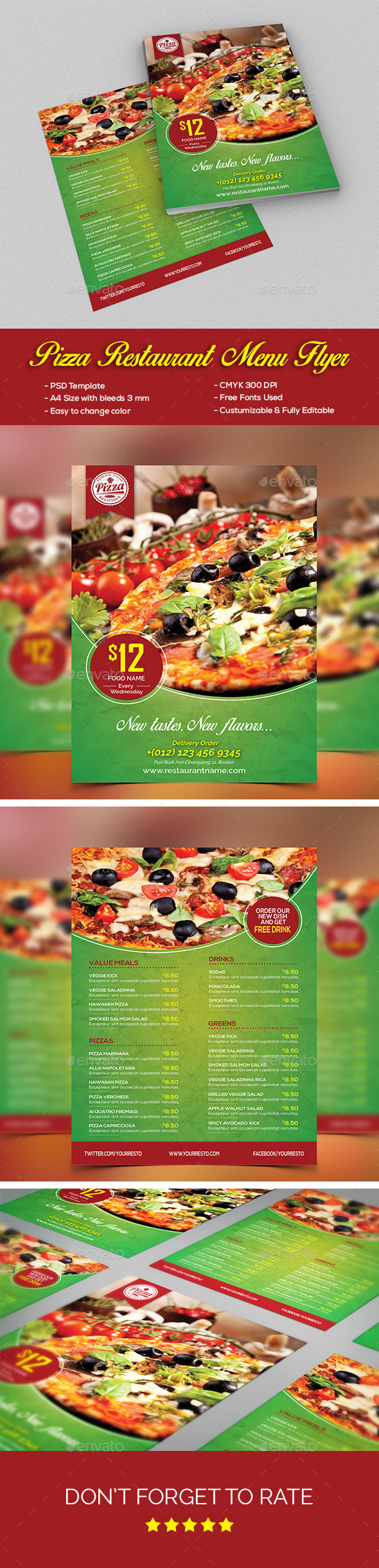 Pizza Restaurant Menu Flyer