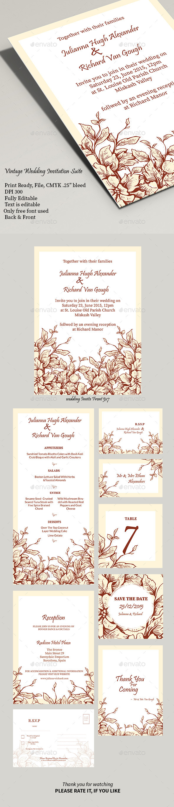 Vintage Wedding Invitation Suite