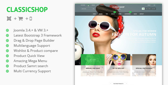 Classic Shop -  Joomla Virtuemart 3 Template