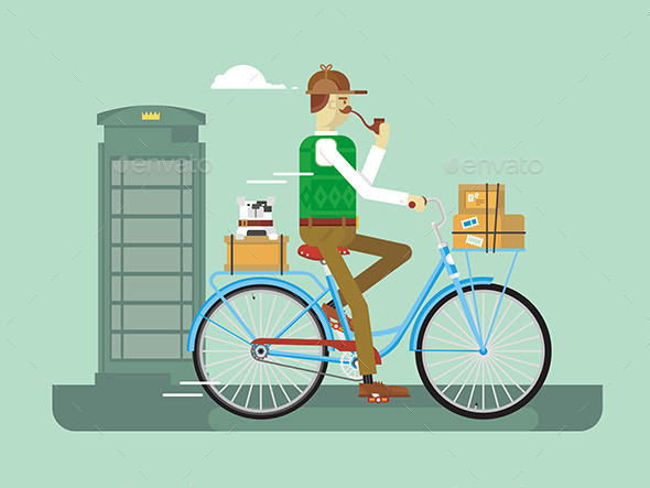 Retro Postman on a Bicycle