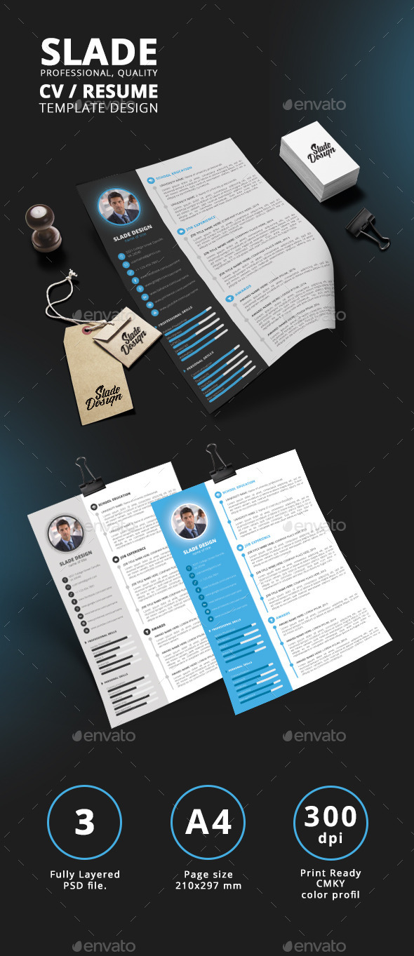 Slade Professional Quality CV / Resume Template