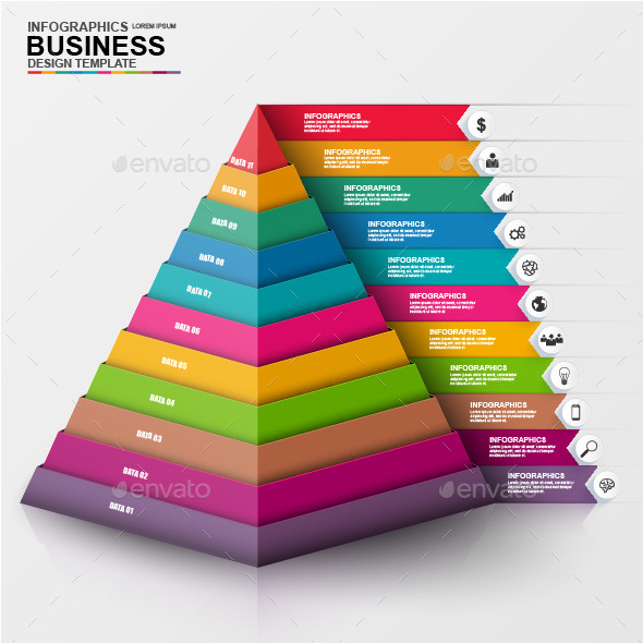 Abstract 3D Digital Business Pyramid Infographic