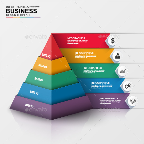 Abstract 3D Digital Business Pyramid Infographic