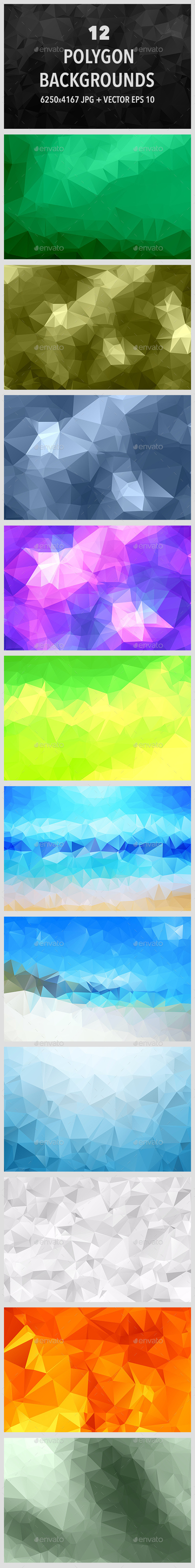 12 Polygonal Backgrounds