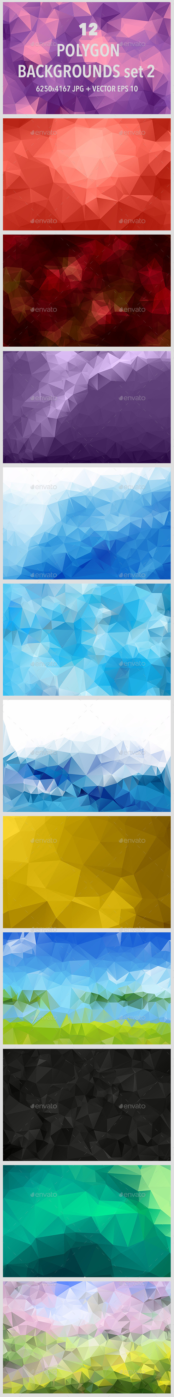 12 Polygonal Backgrounds Set 2