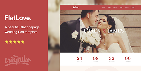 FlatLove - Flat Onepage Wedding Psd Template